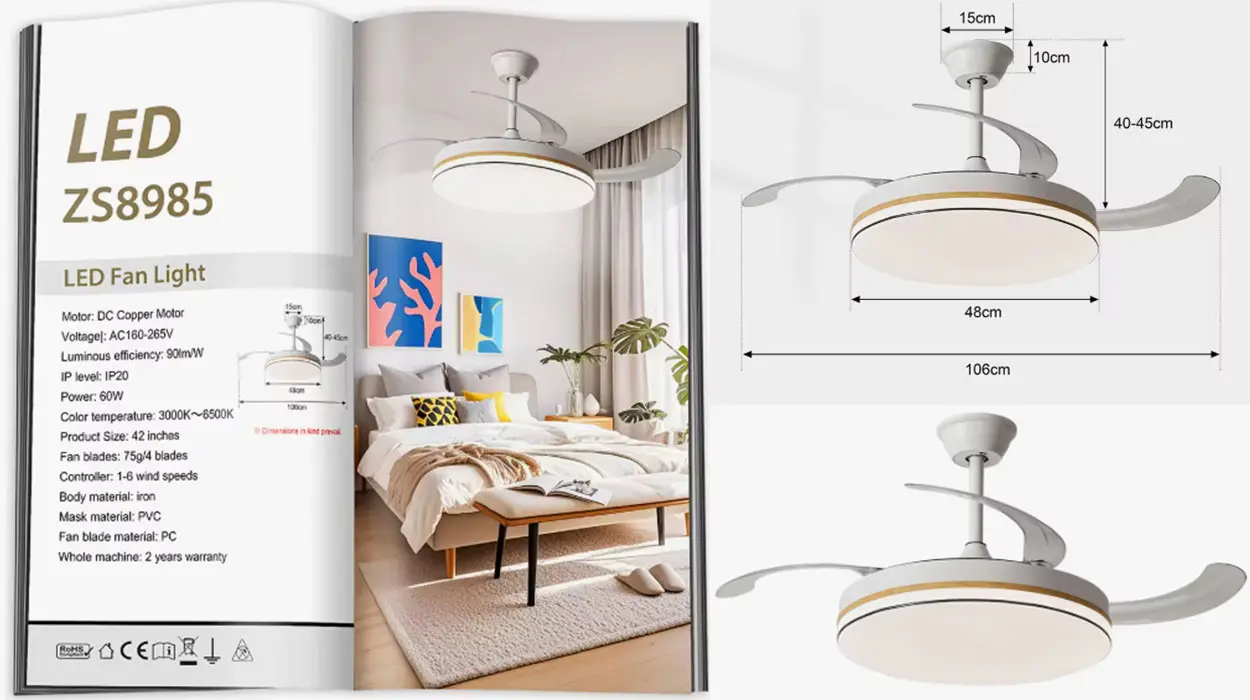 Chollo Ventilador de techo LED Hola LED ZS8985 de 42" 