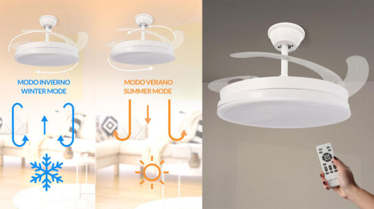 Chollo Ventilador de techo Leduni con aspas retráctiles y luz LED
