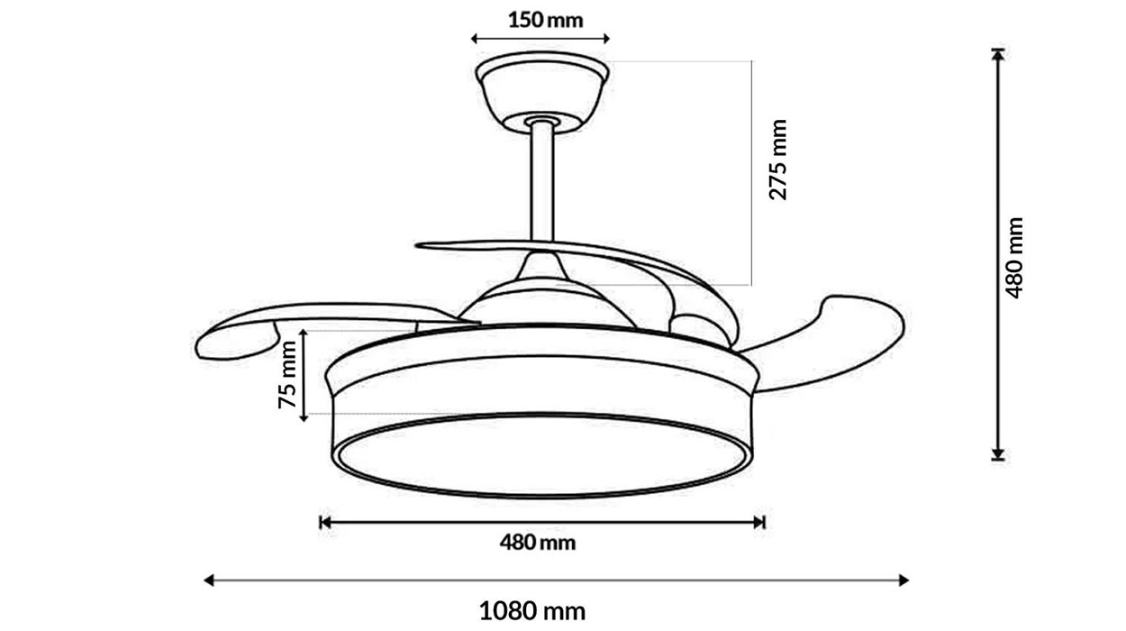 Ventilador de techo Leduni con aspas retráctiles y luz LED barato