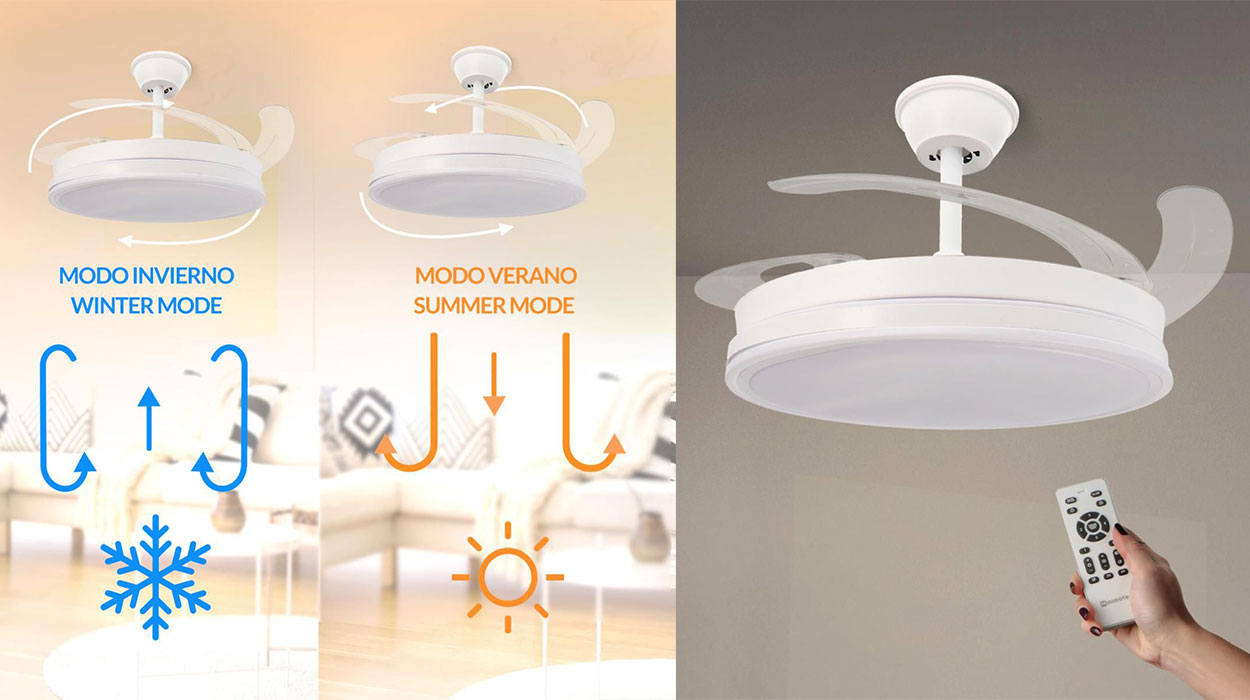 Chollo Ventilador de techo Leduni con aspas retráctiles y luz LED