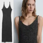 Chollo Vestido de punto lúrex para mujer de Mango Outlet