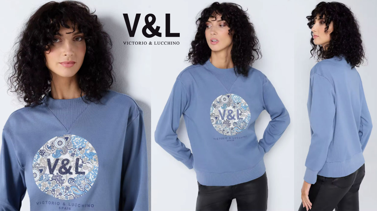 Chollo Sudadera gráfica floral Victorio & Lucchino con cuello Perkins para mujer