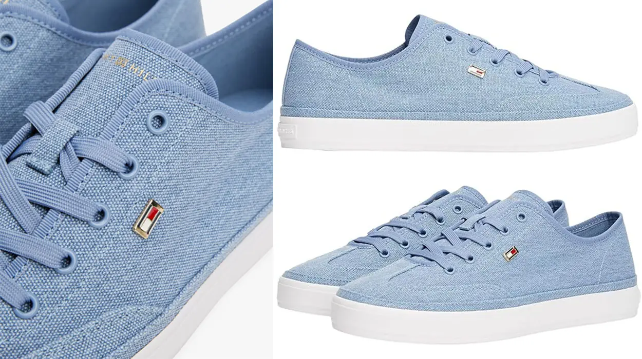 Chollo Zapatillas de lona Tommy Hilfiger con logo esmaltado para mujer 
