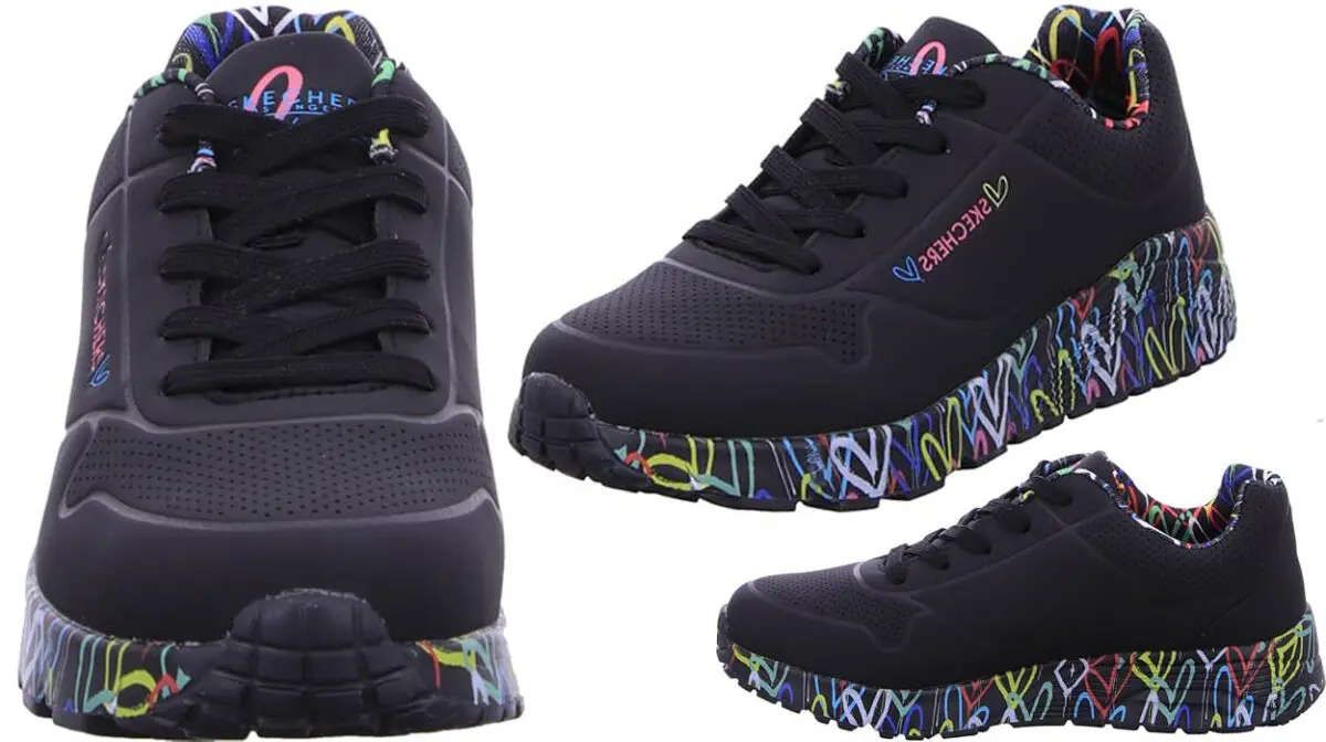 Zapatillas Skechers Uno Lite Lovely Luv negras para niñas
