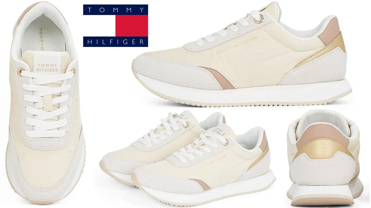 Chollo Zapatillas Tommy Hilfiger Essential Runner beige para mujer