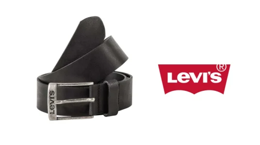 cinturón de cuero Levi's New Duncan unisex de color negro