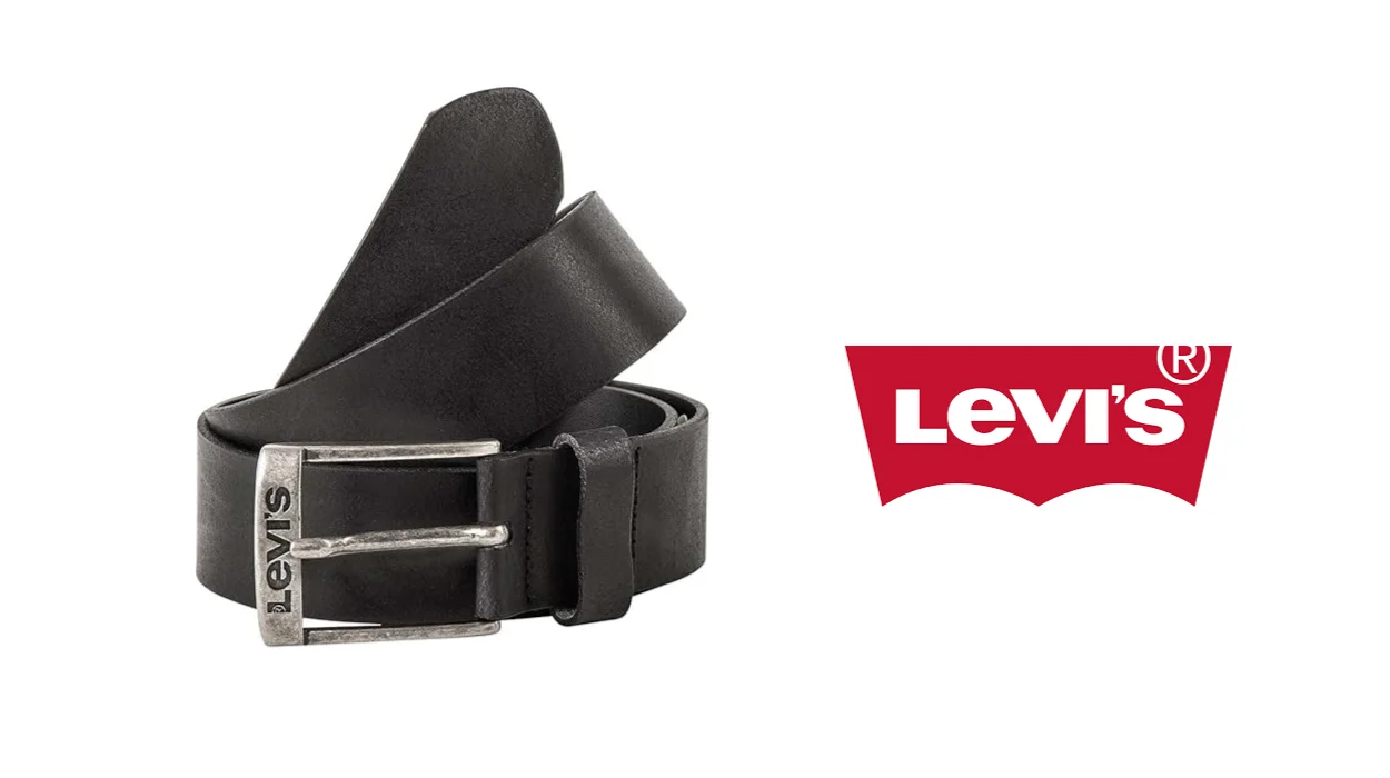 cinturón de cuero Levi's New Duncan unisex de color negro