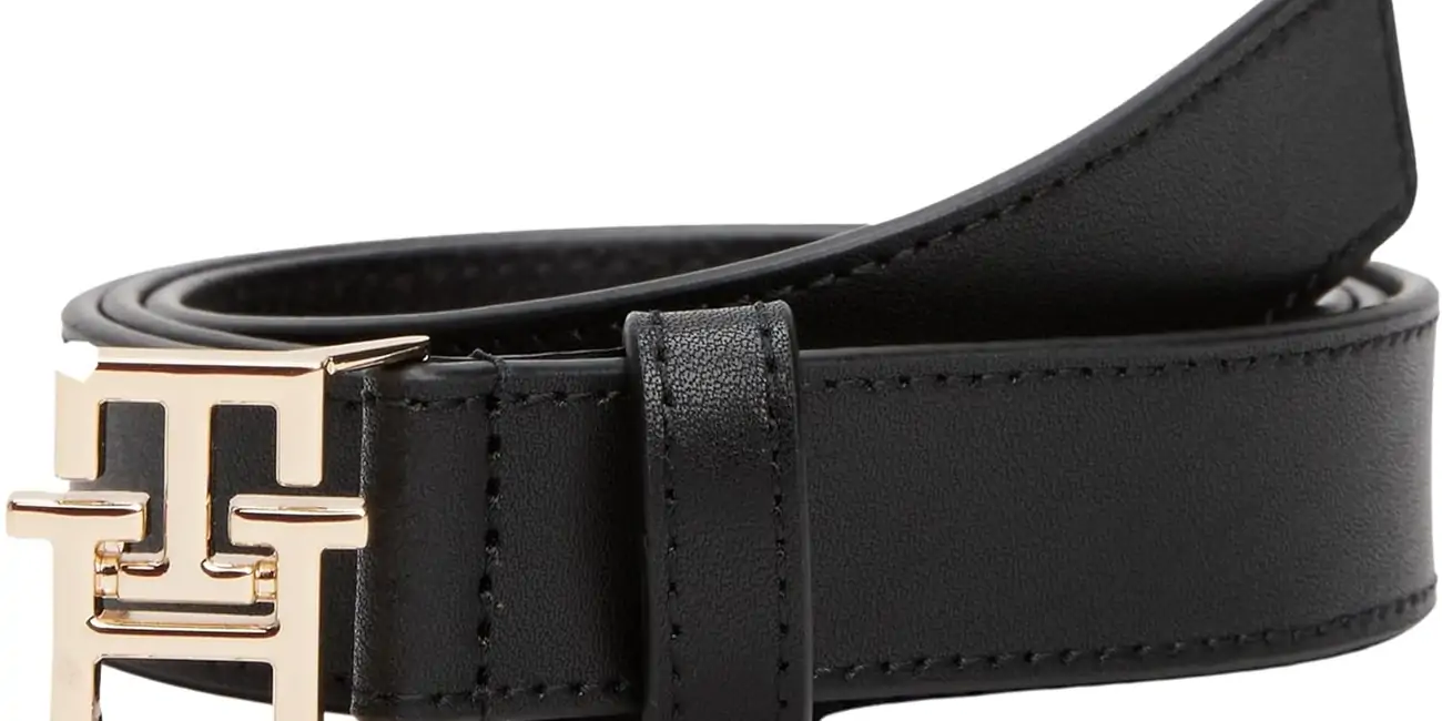 Cinturón de piel Tommy Hilfiger con hebilla insignia para mujer