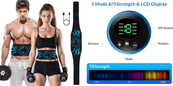 Cinturón electroestimulador muscular EMS LOFFU