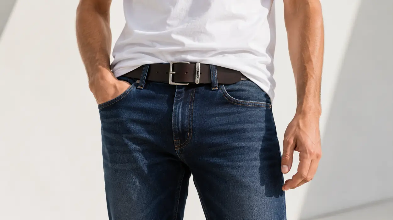 Cinturón de piel Levi's Flat Keeper para hombre en color marrón