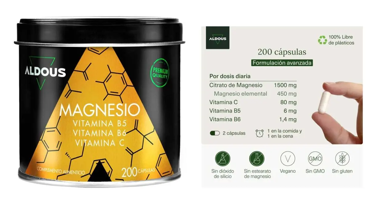 Citrato de Magnesio Aldous Labs 1500 mg de 200 cápsulas