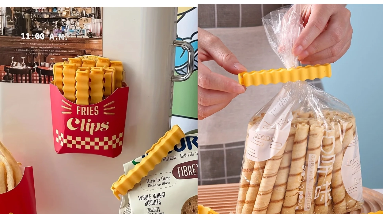 clips de sellado en forma de patatas fritas