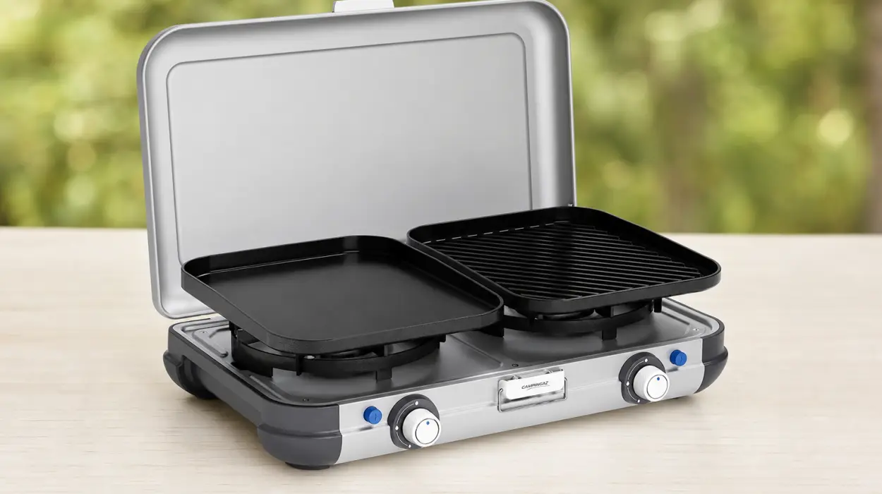 Cocina de camping Campingaz Kitchen 2 Grill & Go CV 2 en 1 con 2 fuegos y parrilla