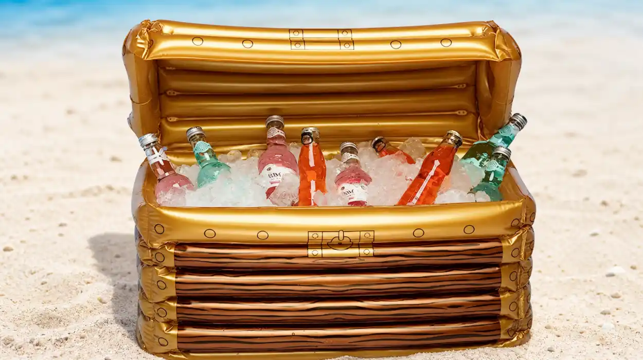 🏴☠️ Bebidas frías y decoración pirata en un solo cofre inflable Boland de 60 cm