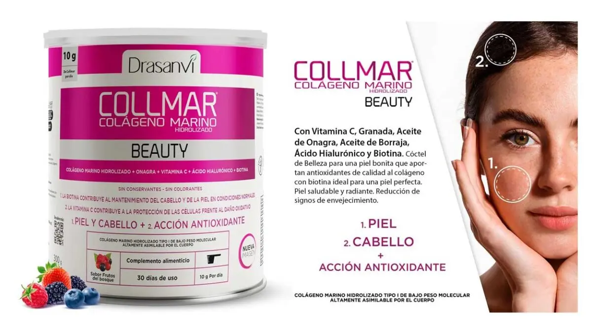Bote de colágeno marino hidrolizado Drasanvi Collmar con ácido hialurónico de 300 g