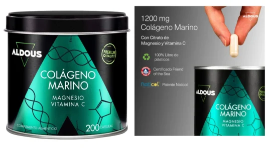 colágeno marino hidrolizado Aldous con Magnesio y Vitamina C