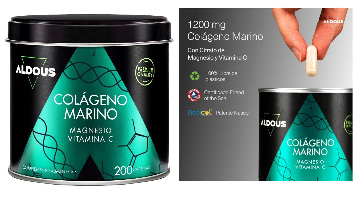 colágeno marino hidrolizado Aldous con Magnesio y Vitamina C