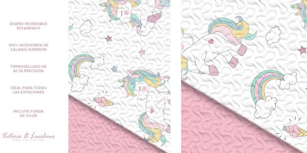 colcha infantil Victorio & Lucchino Unicornio con funda de cojín oferta