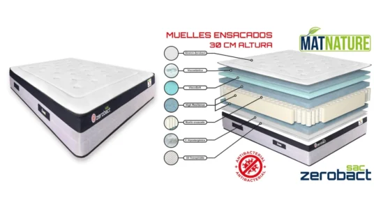 colchón Matnature Zerobact Sac viscoelástico de 135 x 200 cm