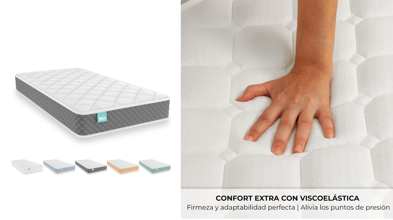 colchón de cuna viscoelástico Nalui de 120 x 60 cm