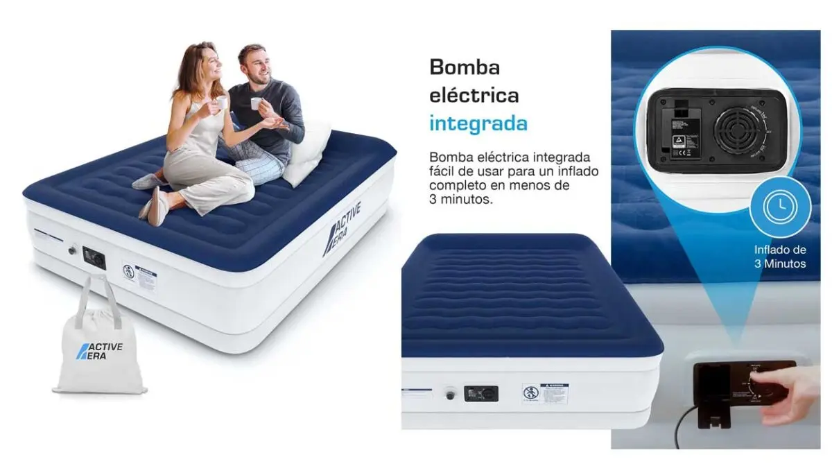 Colchón hinchable Active Era de 203 x 152 cm con bomba de aire incorporada