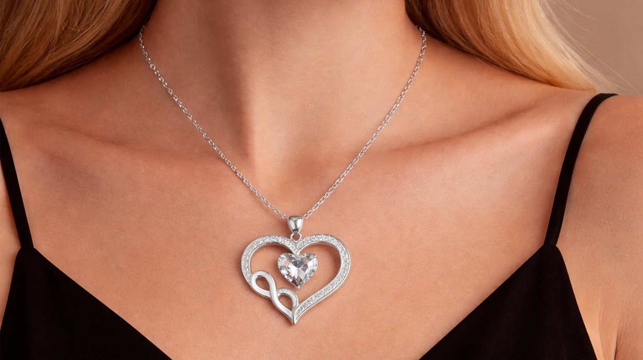 colgante de corazón infinito tusuzik con zirconia cúbica