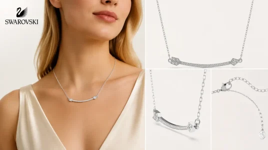 Colgante Swarovski Idyllia en forma de flecha, baño de rodio