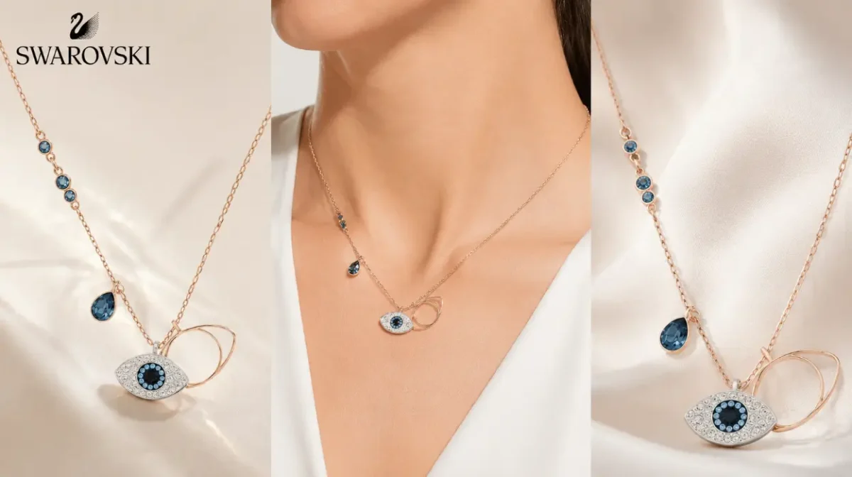 Colgante Symbolica de Swarovski con ojo turco en azul y cristal pavé