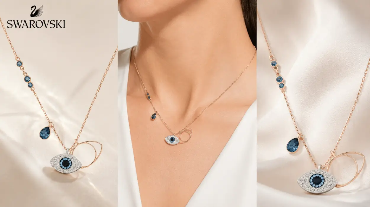 Colgante Symbolica de Swarovski con ojo turco en azul y cristal pavé