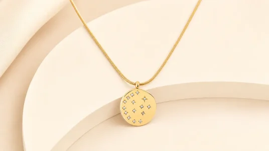 Collar Singularu Bling con medallón, baño de oro de 18 kt y circonitas para mujer