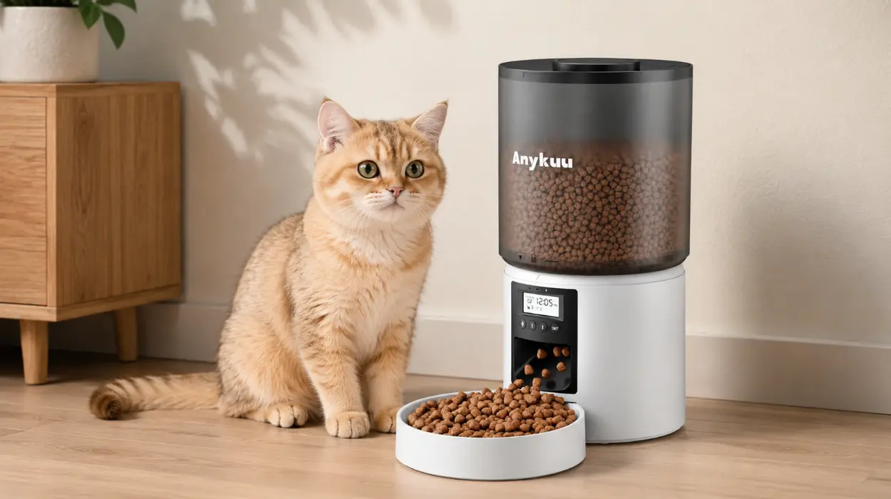Comedero automático Anykuu de 4L, para gatos y perros pequeños con programación de hasta 6 comidas diarias