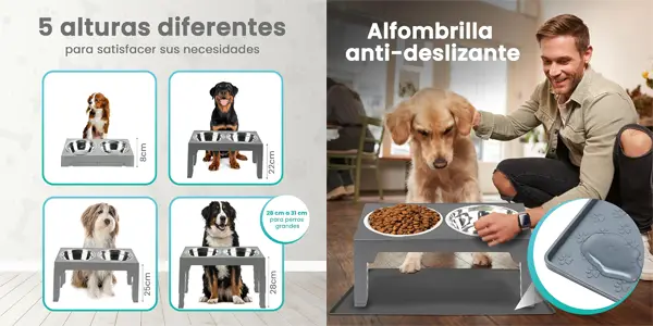 Comedero + bebedero elevable para perros NOVARKA