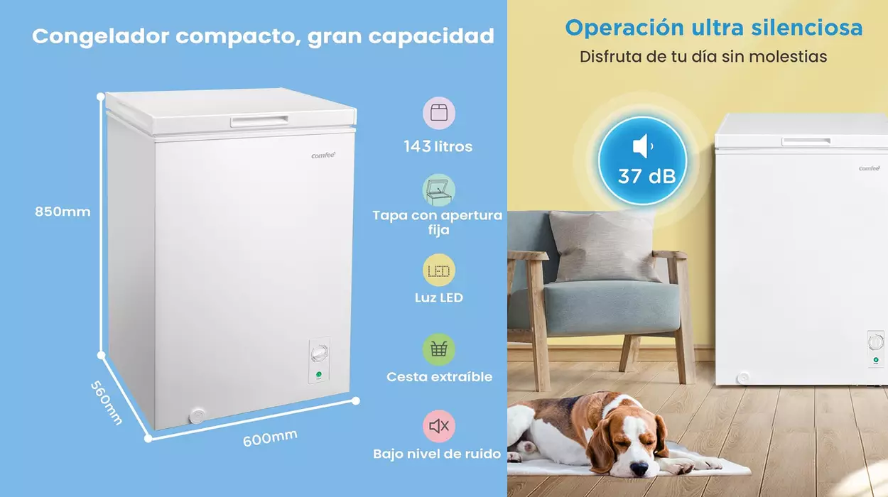 COMFEE RCC146WH2EU Arcón convertible congelador refrigerador de 143L