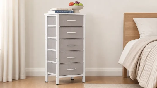 Cómoda Coleshome estrecha de 5 cajones de tela para dormitorio