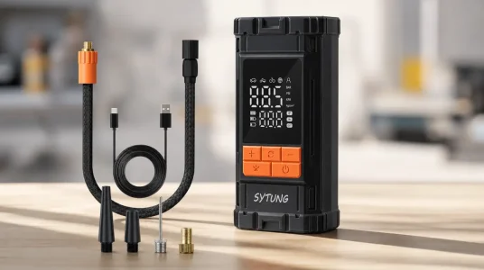 Compresor de aire portátil 150PSI para neumáticos, recargable e inalámbrico con pantalla digital y luz LED