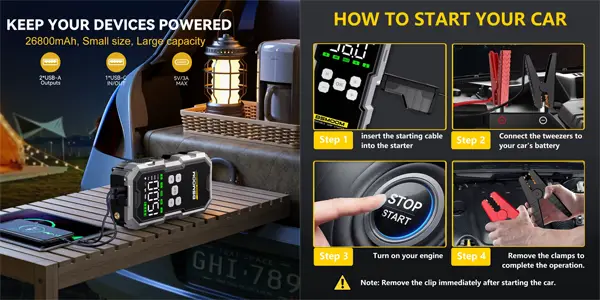 Compresor de aire y arrancador de batería BSMOOM