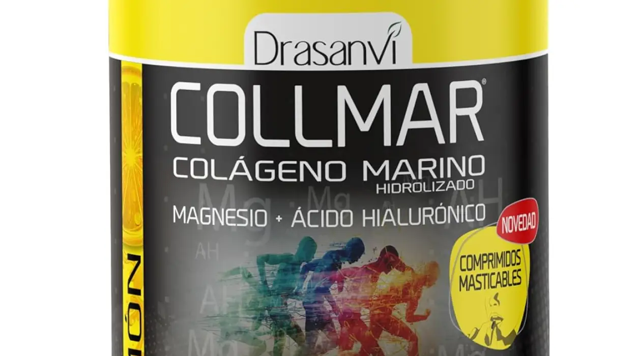 Comprimidos masticables de Drasanvi Collmar con colágeno marino, magnesio, vitamina C y ácido hialurónico. Sabor limón