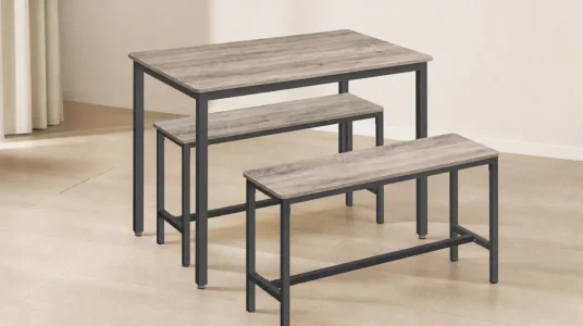 Conjunto de comedor Vasagle: mesa de 110 x 65 cm y 2 sillas con marco de acero