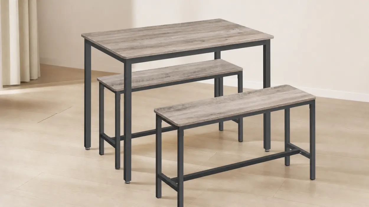 Conjunto de comedor Vasagle: mesa de 110 x 65 cm y 2 sillas con marco de acero