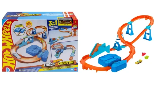 Circuito Supersalto de Hot Wheels con coche y pista motorizada
