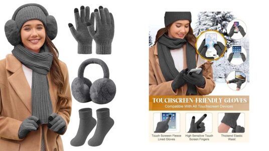 Conjunto guantes bufanda orejeras calcetines gorro invierno baratos