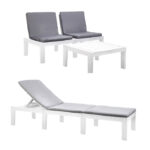 Conjunto jardín mesa 2 sillones convertible en tumbona