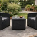 Conjunto de muebles de jardín y terraza con 2 sillones y mesa de centro