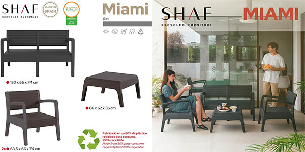 Conjunto de muebles de jardín Shaf Miami en resina