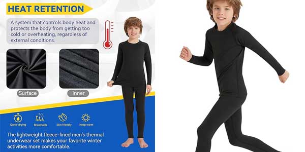 Conjunto de ropa térmica infantil Amzsport oferta