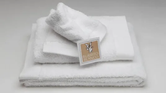 Conjunto de 3 toallas de rizo de algodón Burrito Blanco