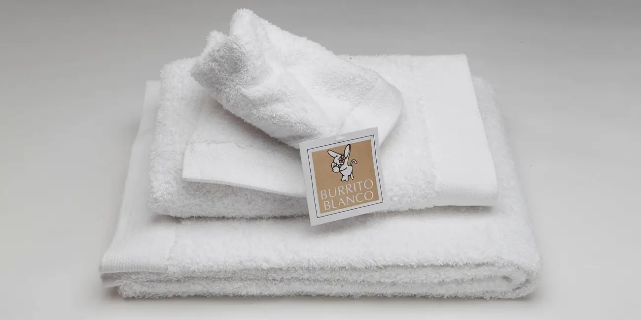 Conjunto de 3 toallas de rizo de algodón Burrito Blanco