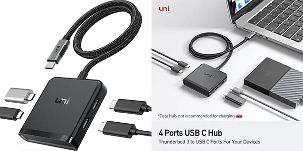 Concentrador USB-C UNI con 4 puertos