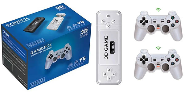 Consola retro GameStick Y6 con 2 mandos y más de 6.000 juegos