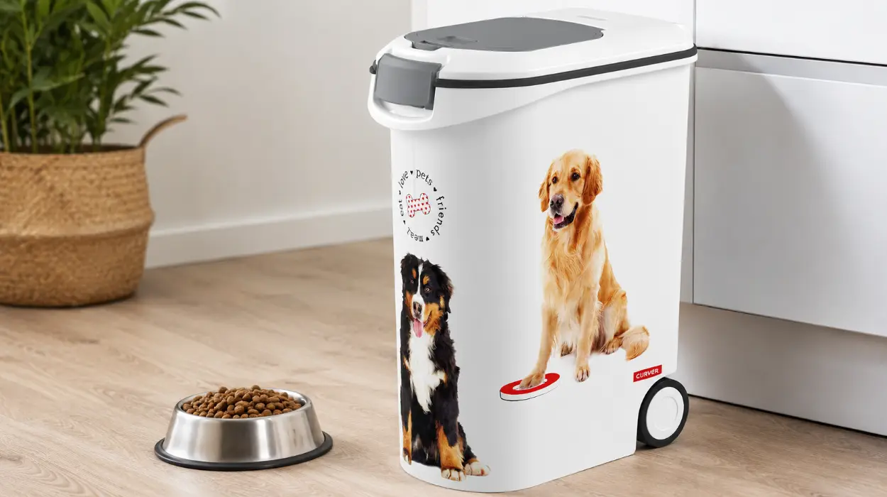Curver contenedor para comida de mascotas de 20 kg con ruedas y sellado antiolores